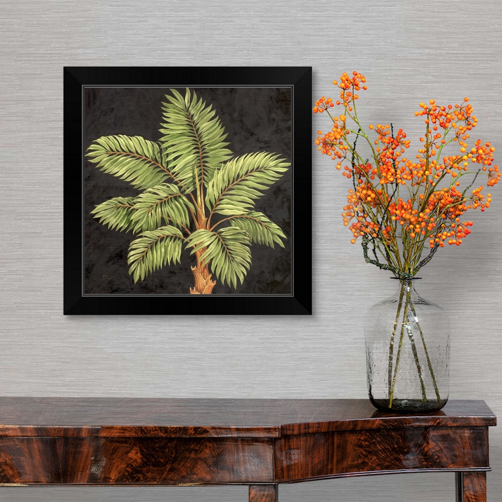 Palm Tree Home Decor Parlor Palm I Black Framed Wall Art Print 