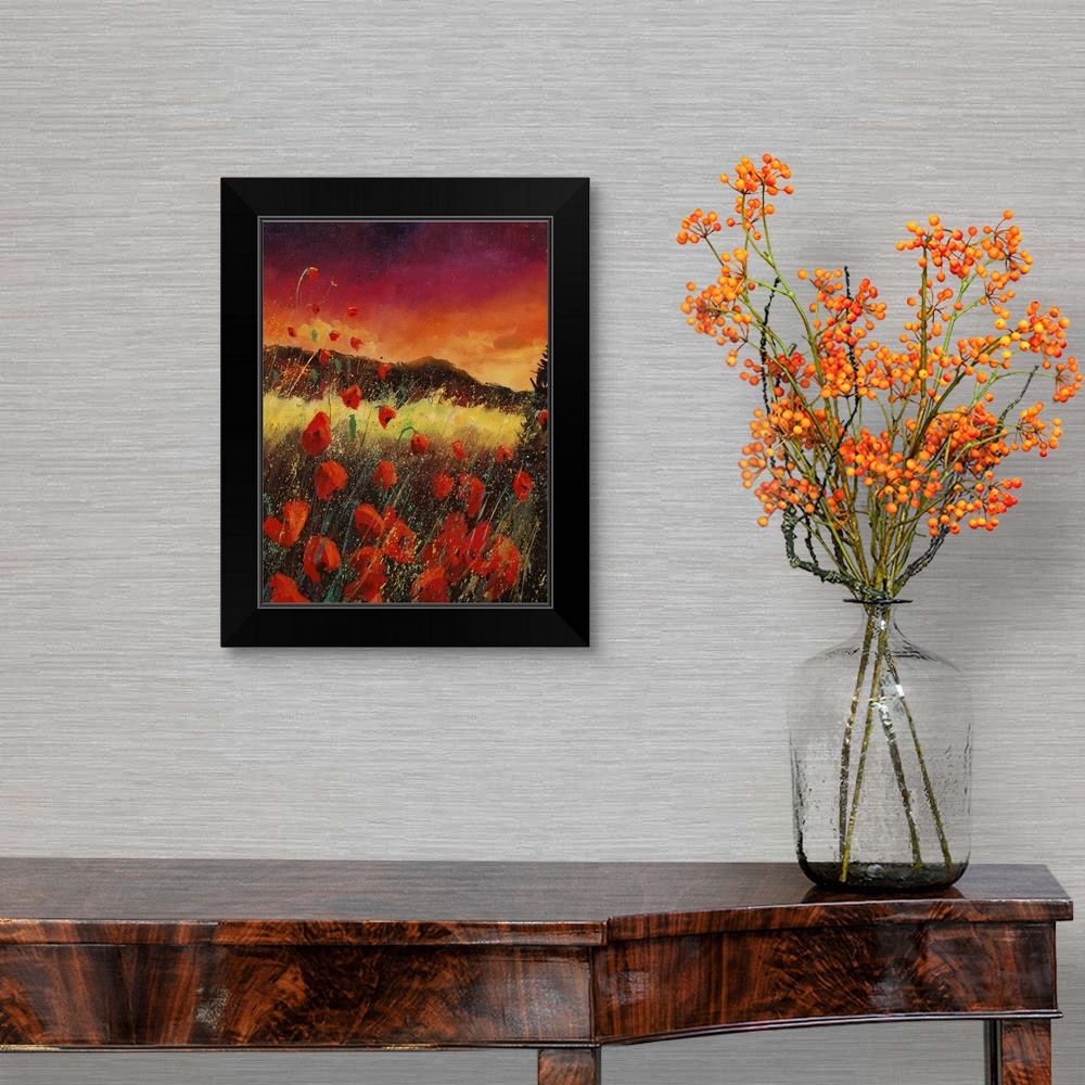 Red Poppies 67 Black Framed Wall Art Print Countryside Home Decor