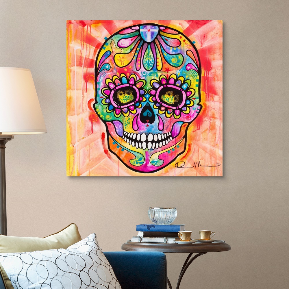 Sugar Skull Skulls /& Bones Home Decor Day of the Dead Canvas Wall Art Print