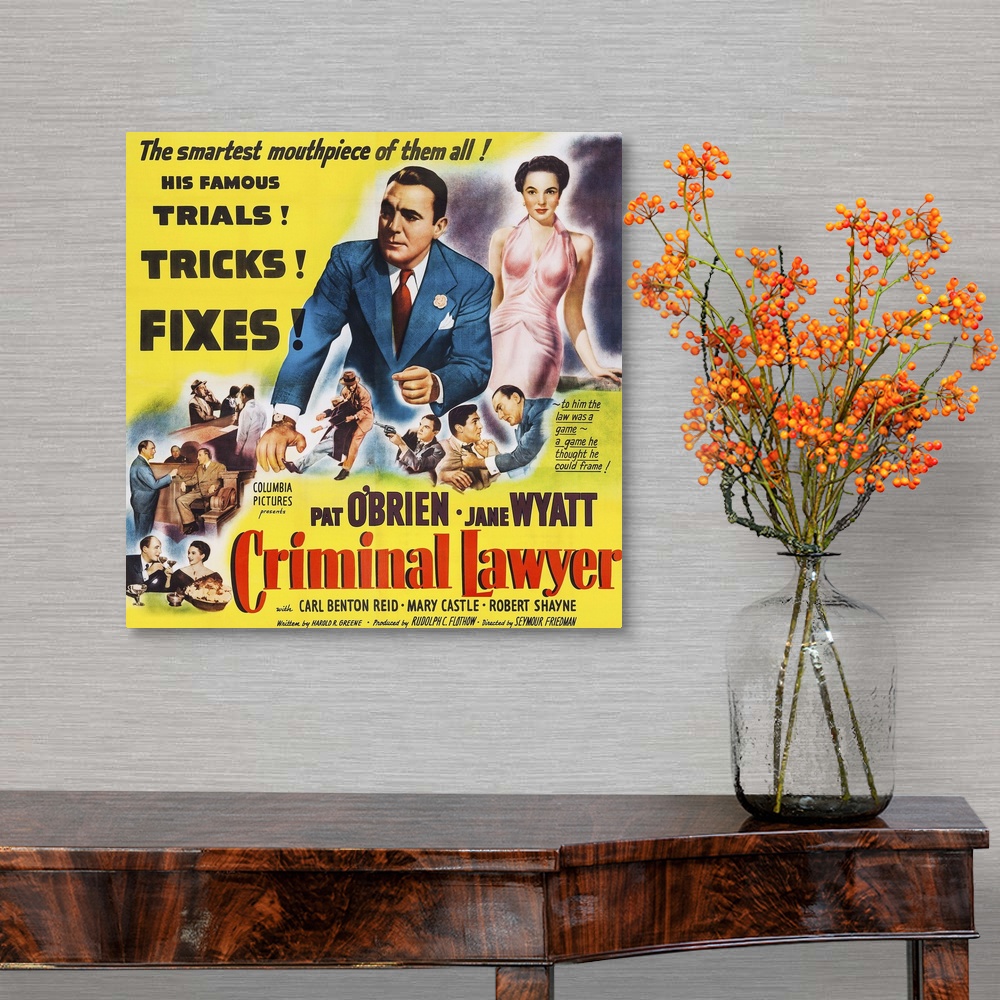Vintage Movie Poster Criminal Lawyer Canvas Wall Art Print Home Decor 