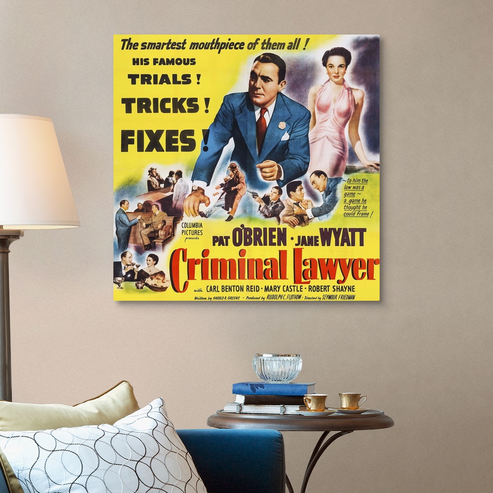 Vintage Movie Poster Criminal Lawyer Canvas Wall Art Print Home Decor 