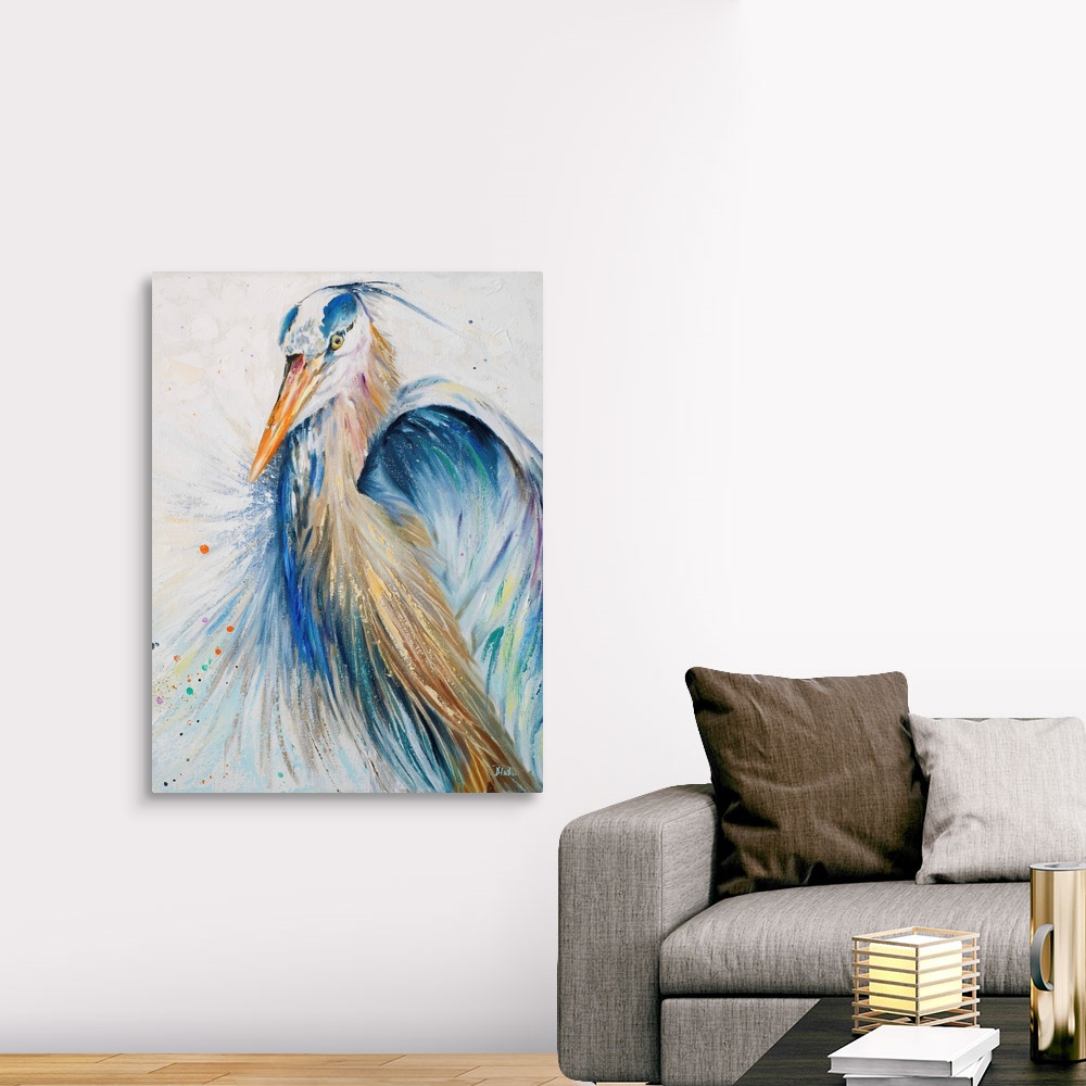 Bird Home Decor New Blue Heron II Canvas Wall Art Print
