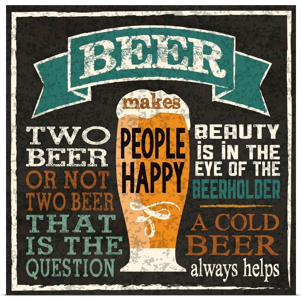 Beer Makes People Happy Poster Art Print, Beer Home Decor | eBay