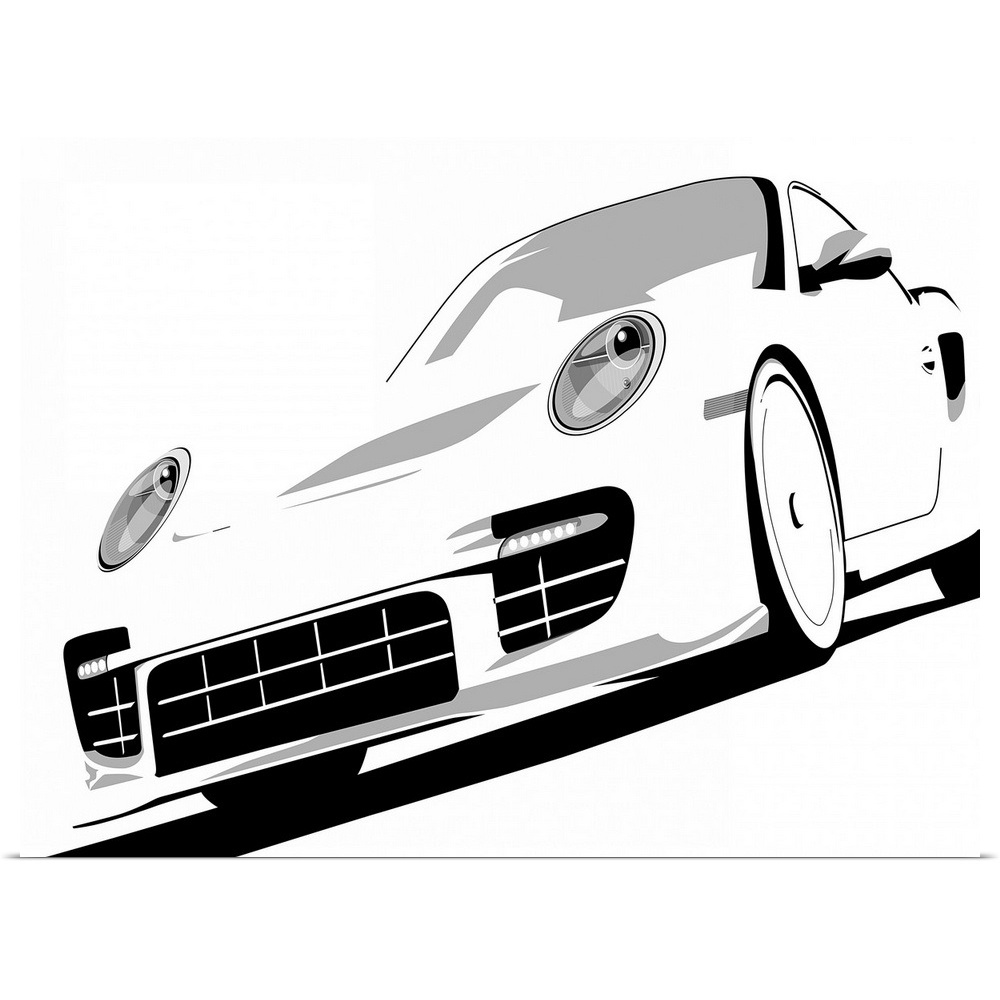 Porsche 911 GT2 White Poster Art Print, Car Home Decor | eBay