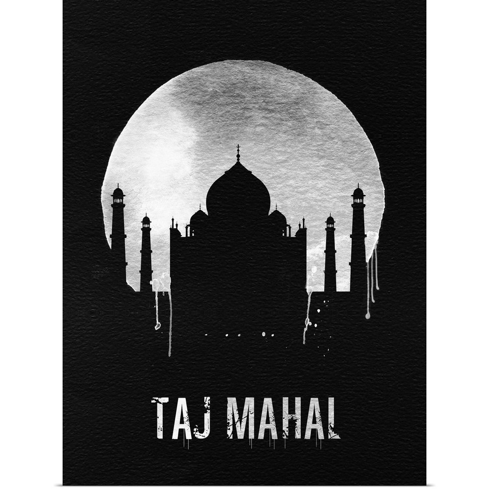 Taj Mahal Landmark Black Poster Art Print, Home Decor | eBay