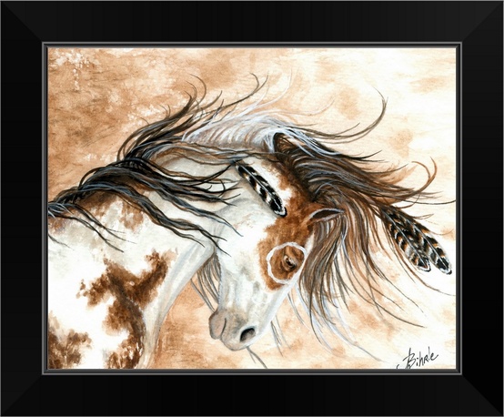 Majestic Rain Pinto Horse Black Framed Wall Art Print Horse Home Decor
