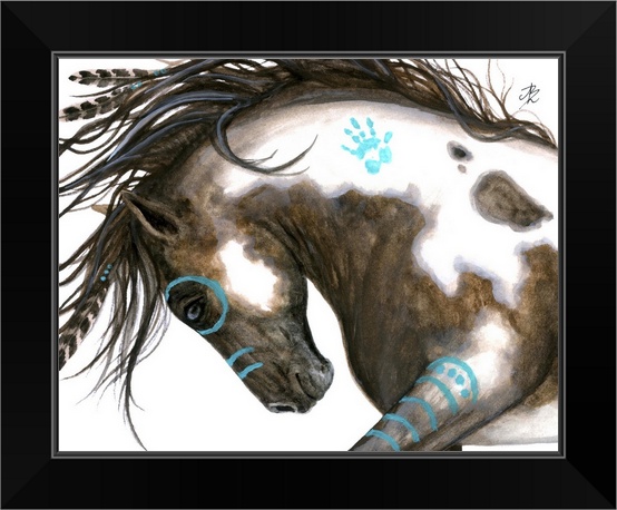 Pinto Majestic Horse Black Framed Wall Art Print Horse Home Decor