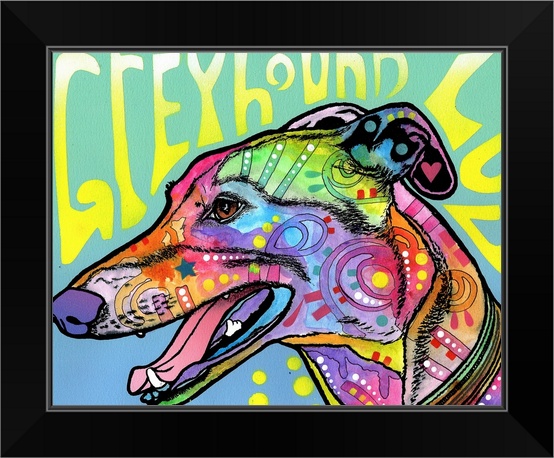 Greyhound Luv Black Framed Wall Art Print Dog Home Decor
