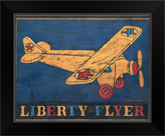 Liberty Flyer Black Framed Wall Art Print Airplane Home Decor