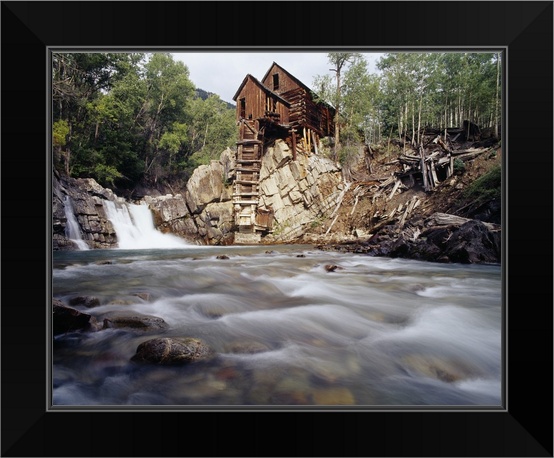 Old Saw Mill Marble Colorado Black Framed Wall Art Print Waterfall Home Decor