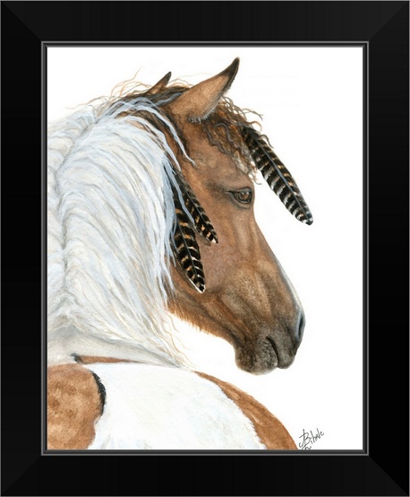 Buckskin Pinto - Majestic Horse Black Framed Wall Art Print Horse Home Decor