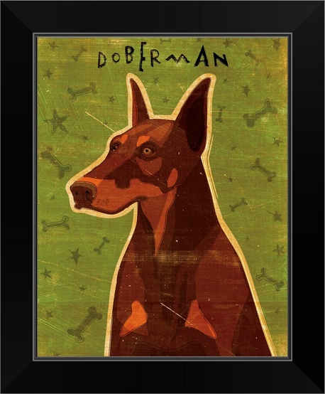 Doberman - Red Black Framed Wall Art Print Dog Home Decor