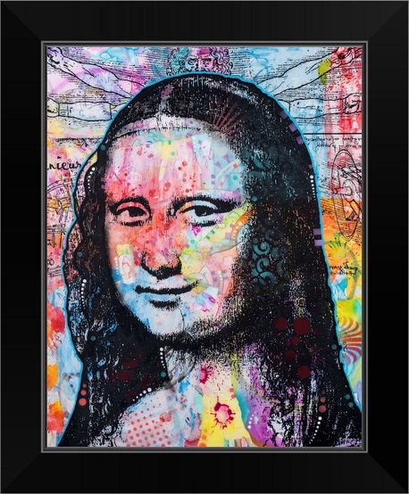 Mona Lisa with David on Top Black Framed Wall Art PrintHome Decor