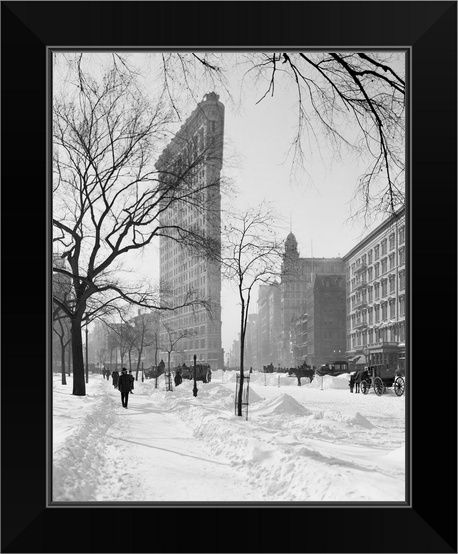 Vintage photograph of Flatiron Building Black Framed Wall Art Print New York