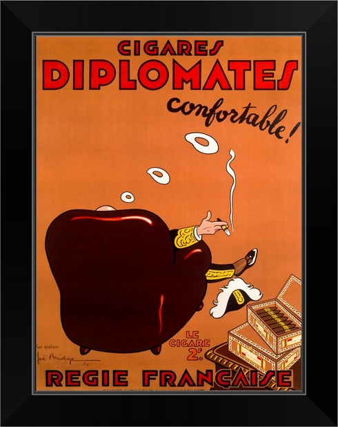 Diplomate Cigar Regie Francaise Black Framed Wall Art Print Vintage