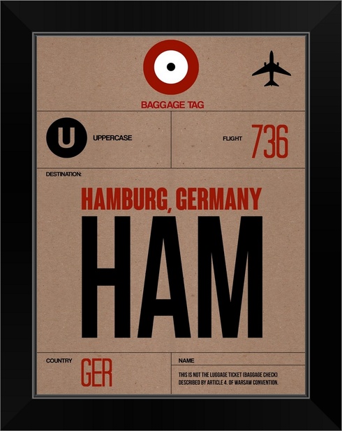HAM Hamburg Luggage Tag I Black Framed Wall Art Print Germany Home Decor