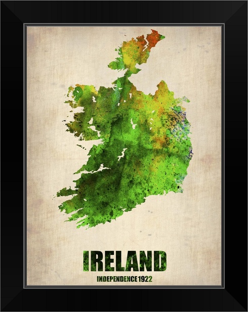 Ireland Watercolor Map Black Framed Wall Art Print Map Home Decor