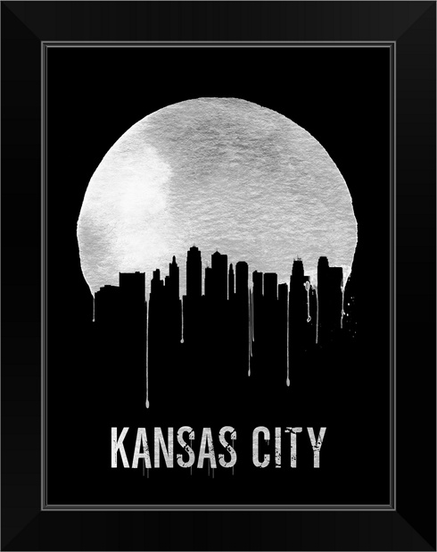 Kansas City Skyline Black Black Framed Wall Art Print Missouri Home Decor