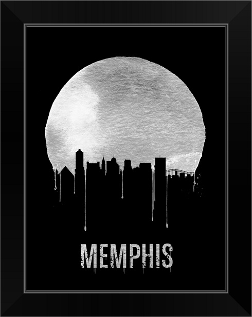 Memphis Skyline Black Black Framed Wall Art Print Tennessee Home Decor