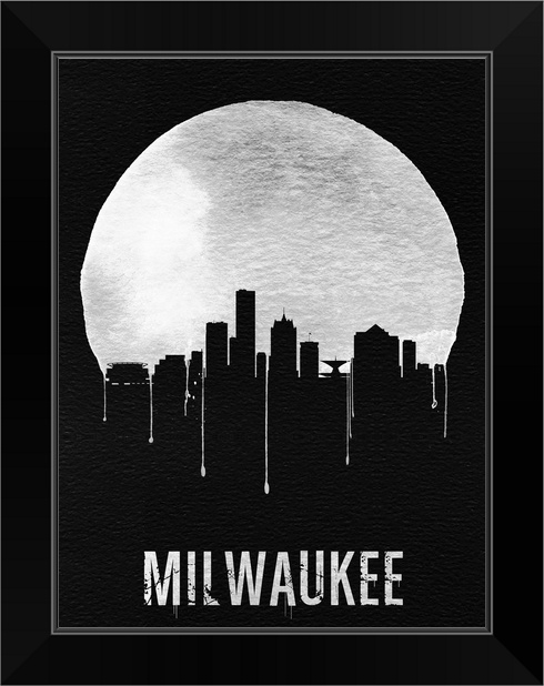 Milwaukee Skyline Black Black Framed Wall Art Print Wisconsin Home Decor
