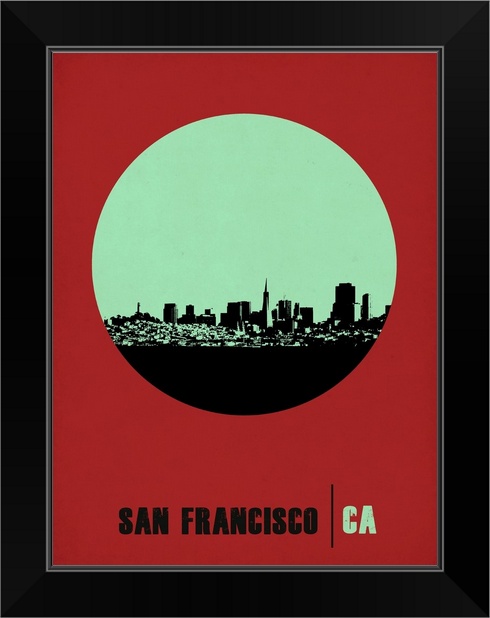 San Francisco Circle I Black Framed Wall Art Print San Francisco Home Decor