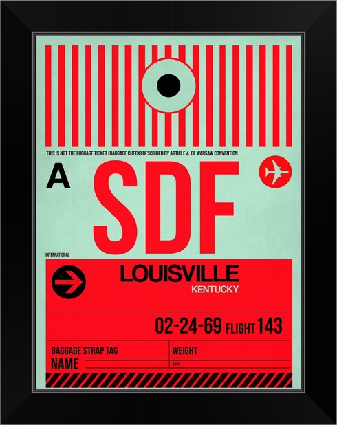 SDF Louisville Luggage Tag II Black Framed Wall Art Print Kentucky Home Decor