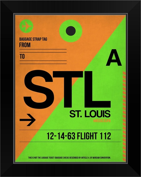 STL St. Louis Luggage Tag I Black Framed Wall Art Print St. Louis Home Decor
