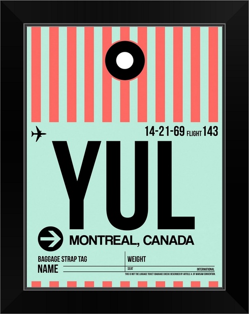 YUL Montreal Luggage Tag II Black Framed Wall Art PrintHome Decor