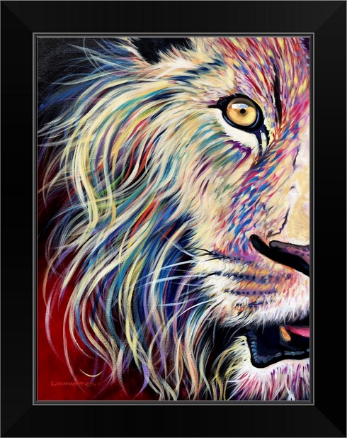 Wild Lion Black Framed Wall Art Print Lion Home Decor