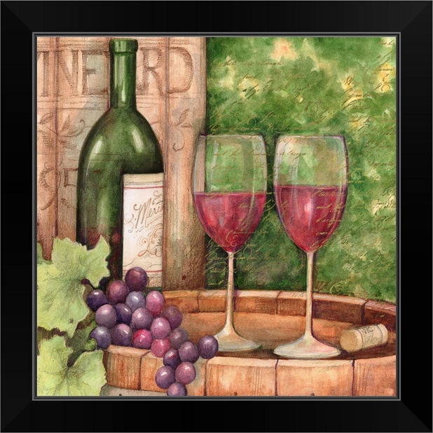Wine Barrel Black Framed Wall Art Print, Wine Home Decor ...