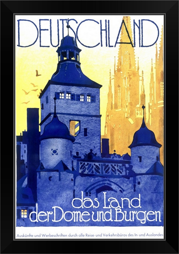 Deutschland das Land Vintage Poster Black Framed Wall Deutschland das Land Vintage Poster Black Framed Wall