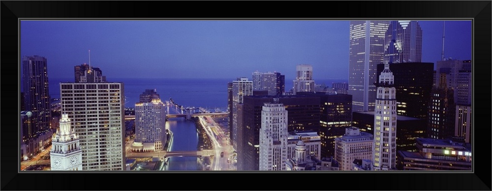 Chicago Skyline II Black Framed Wall Art Print, Chicago Home Decor | eBay