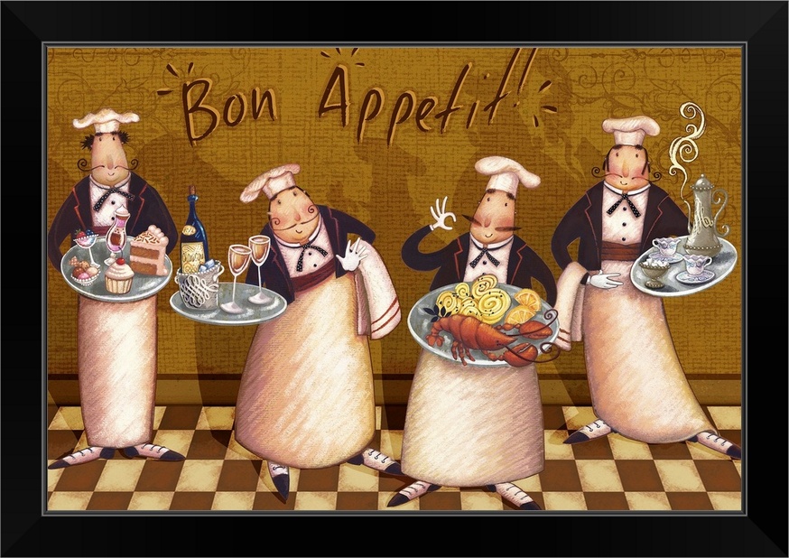 Chefs Bon Appetit V Black Framed Art Print | eBay
