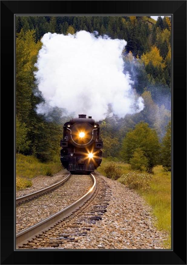 Steam Train On Tracks Black Framed Art Print eBay Steam Train On Tracks Black Framed Art Print eBay