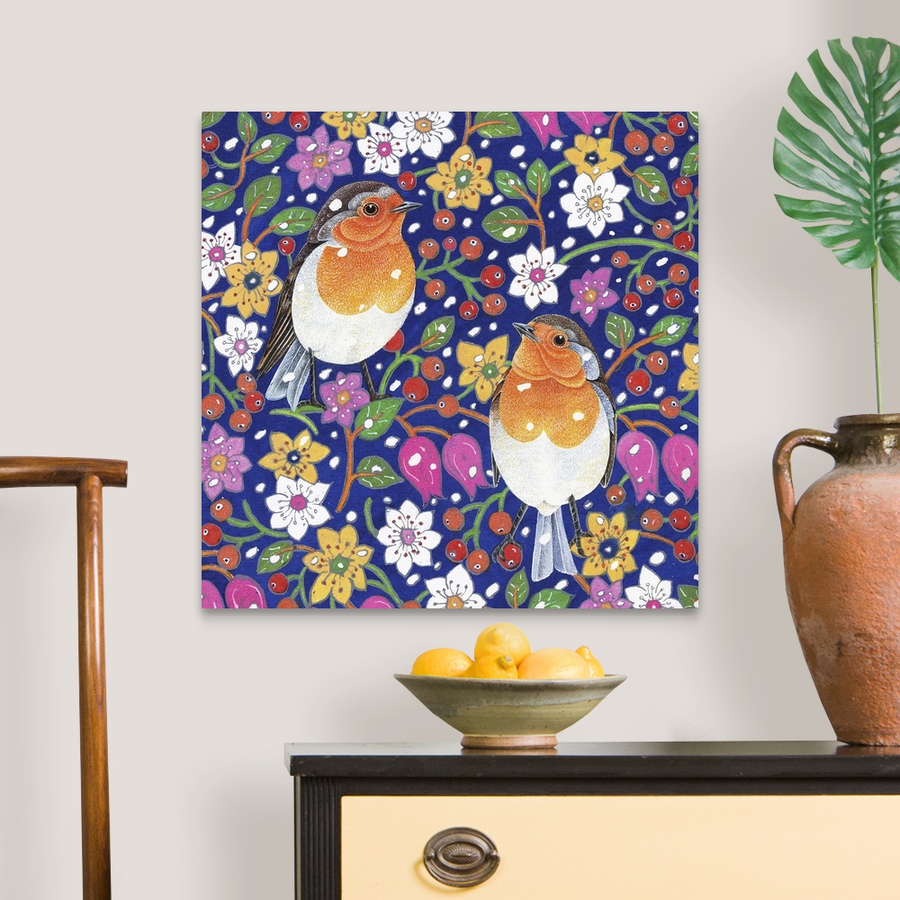 Birds and Florals Canvas Wall Art Print, Bird Home Decor | eBay