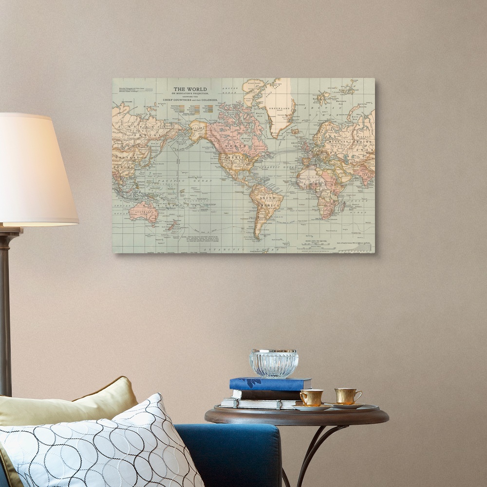 The World Vintage Map Canvas Art Print Ebay