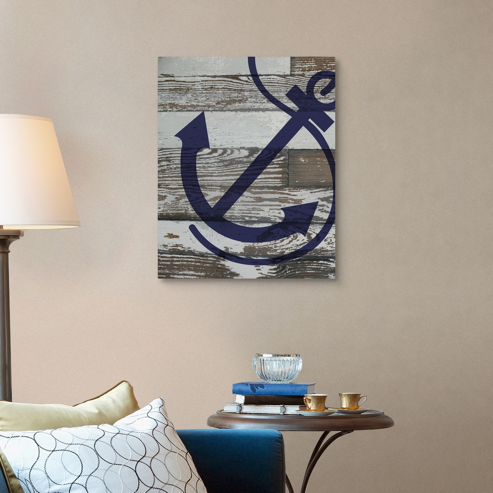 Coastal Nautical I - Anchor Canvas Wall Art Print, Home Decor | eBay