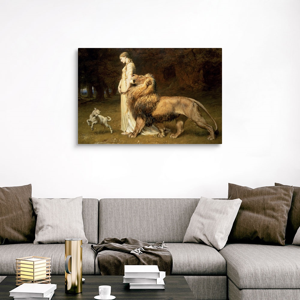 Una and the Lion from Spenser's Faerie Queene 1880 Canvas Art Print | eBay