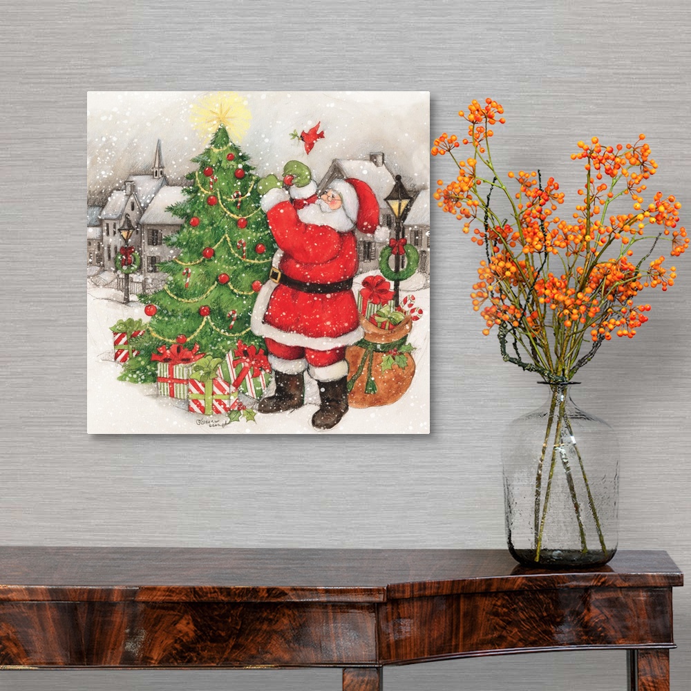 Vintage Santa Canvas Wall Art Print, Christmas Home Decor | eBay