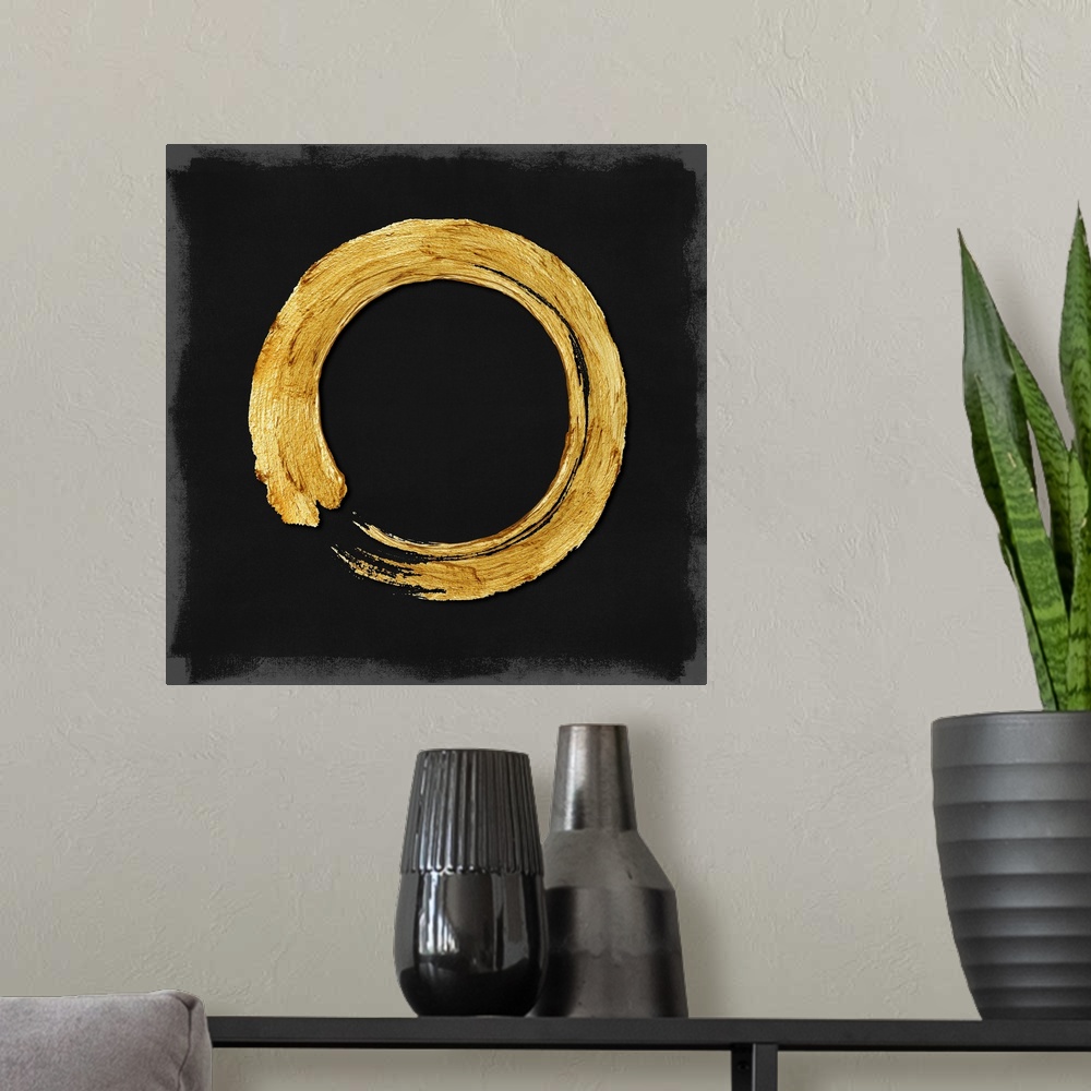 Black Zen Circle On Gold I Art: Canvas Prints, Frames & Posters