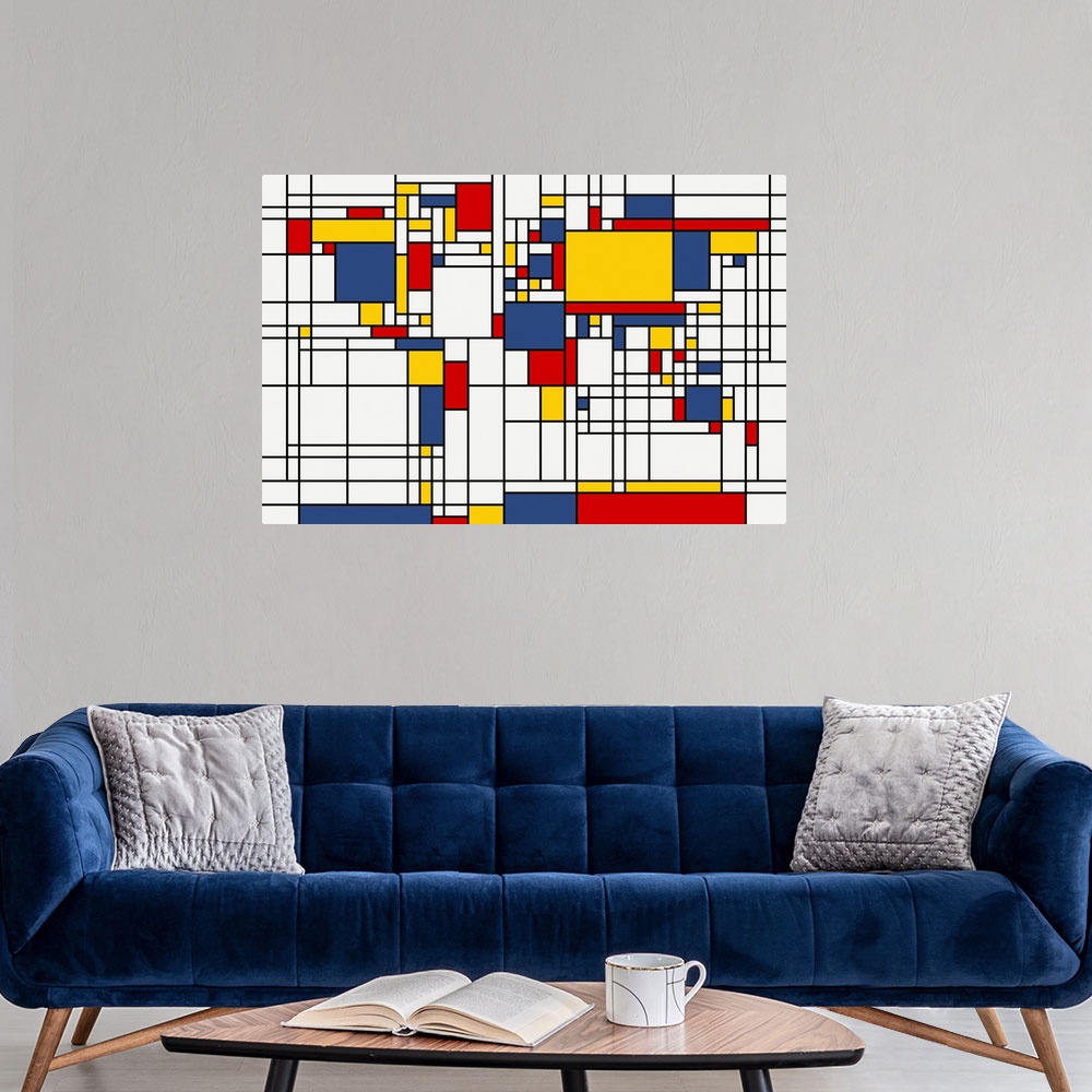World Map Abstract Mondrian Style Poster Art Print, Map Home Decor | eBay