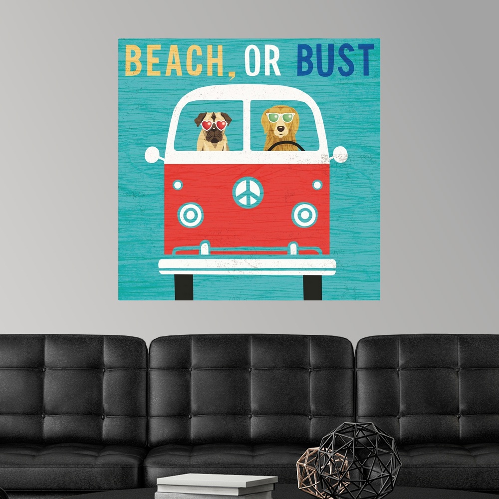 Beach Bums Bus Poster Art Print Car Home Decor Ebay