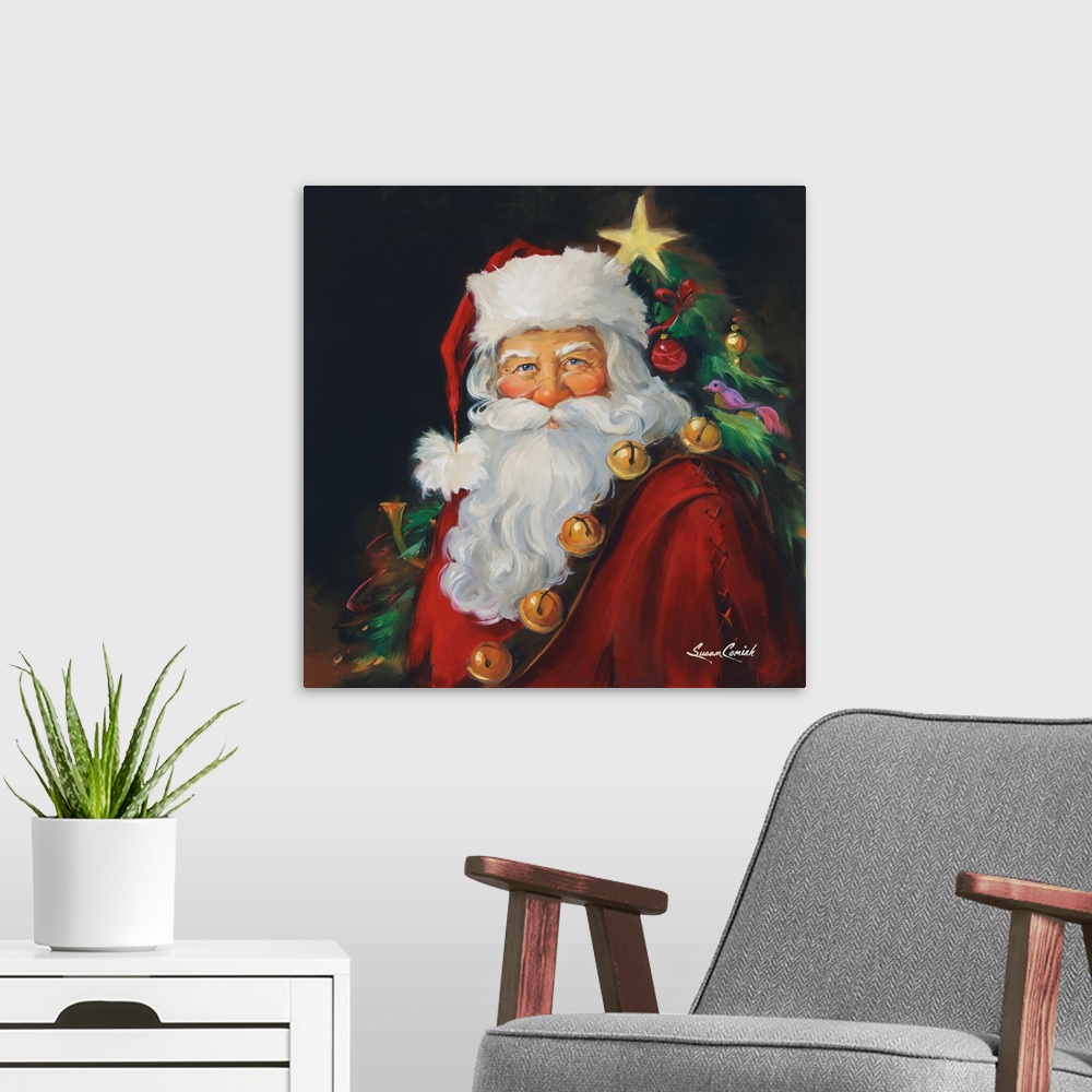 Santa Portrait Canvas Wall Art Print, Christmas Home Decor | eBay