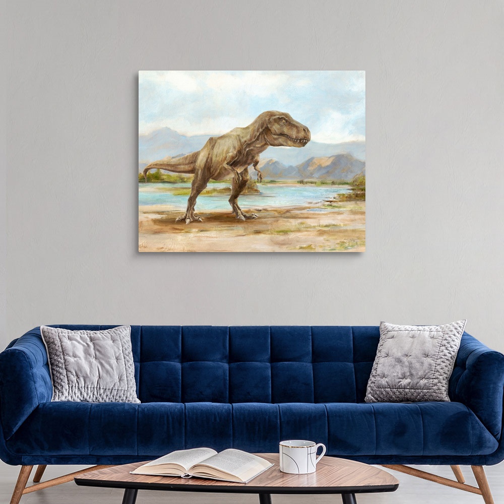 Minimalist Dinosaur Poster - Torosaurus - Green | Large Solid-Faced Canvas Wall Art Print | Great Big Canvas
