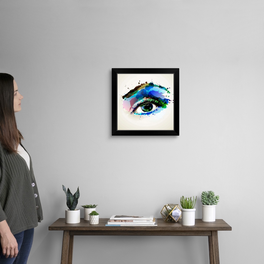 Beautiful Blue Eye Black Framed Wall Art Print, Home Decor
