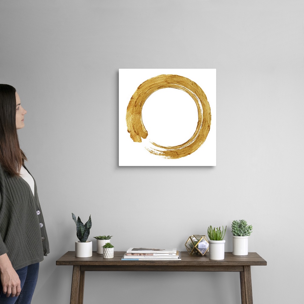 Gold Zen Circle on White II | Large Metal Wall Art Print | Great Big Canvas