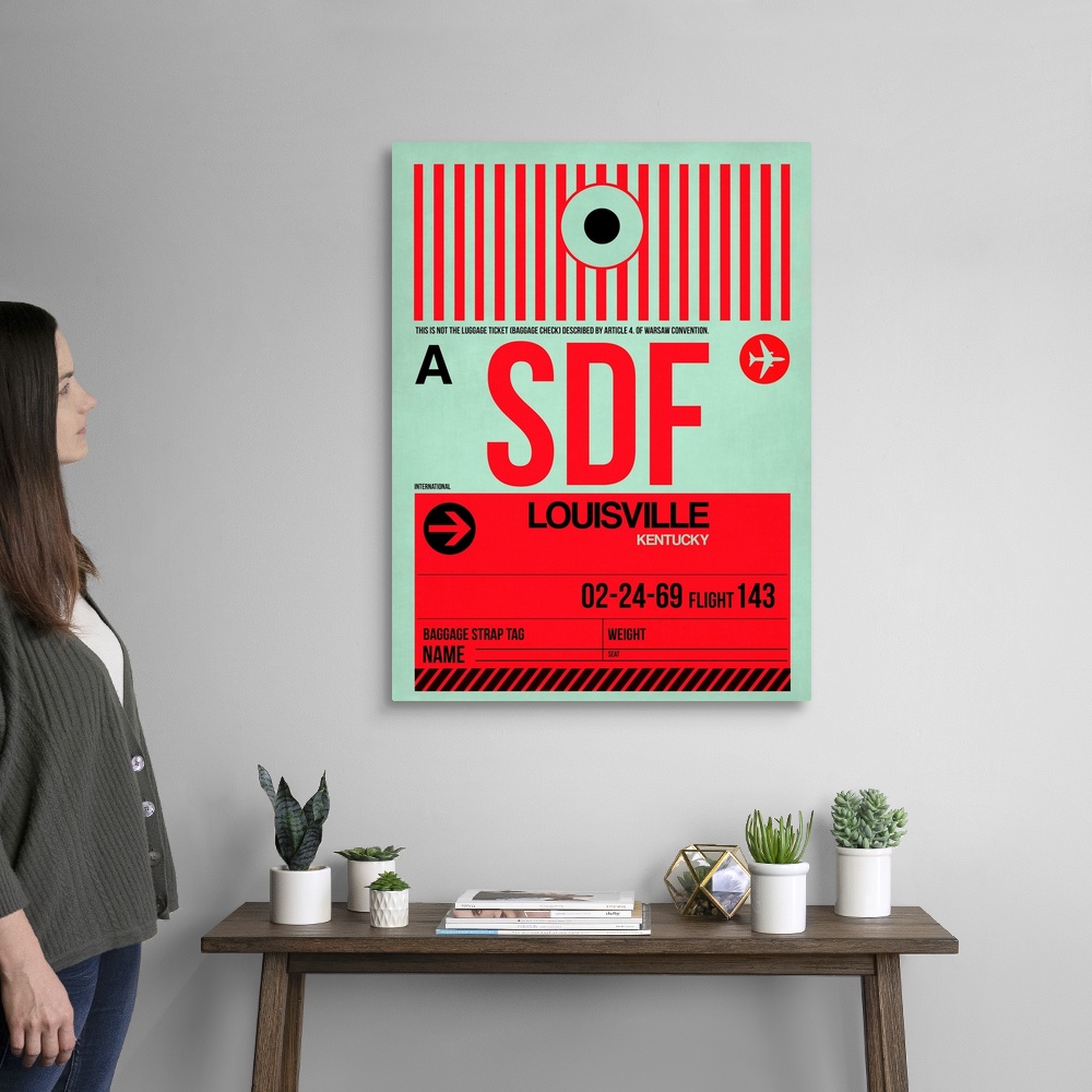 SDF Louisville Luggage Tag II | Large Solid-Faced Canvas Wall Art Print | Great Big Canvas