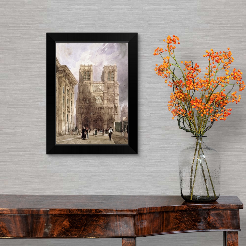 The Cathedral of Notre Dame, Paris, 1836 Black Framed Wall Art Print