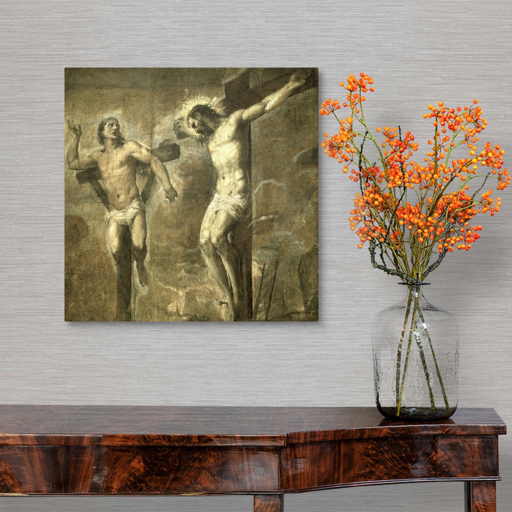 Christ On The Cross And The Good Thief Canvas Wall Art Print Home