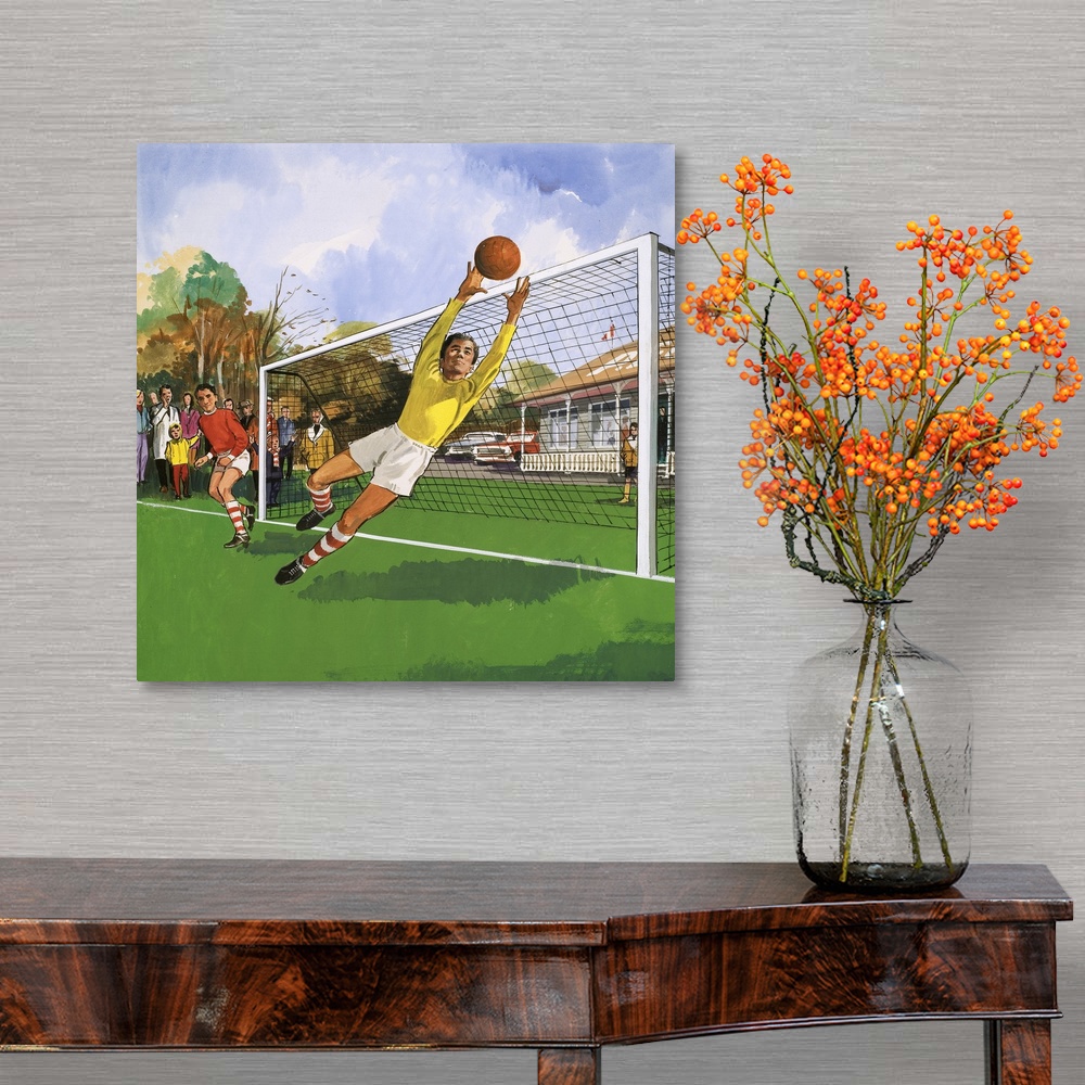 Goalkeeper in the football match Canvas Wall Art Print, Soccer Home ...